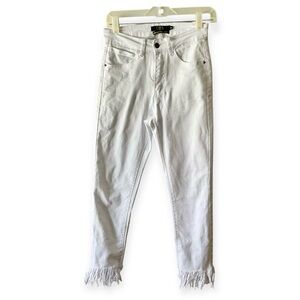L&B White fringe Ankle Cropped Jeans